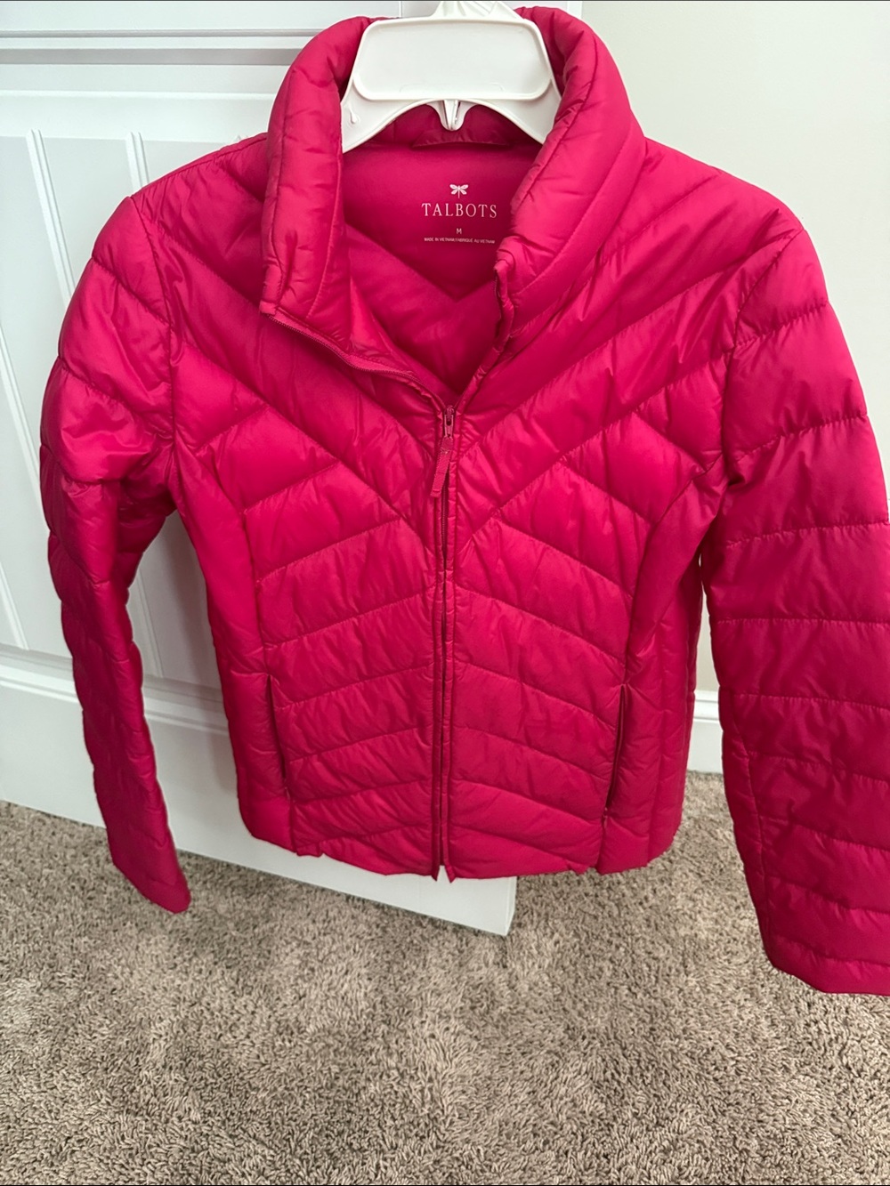 Talbots Women's Bright Pink Quilted Packable Puffer Jacket
